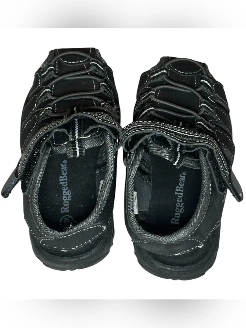 RuggedBear Kids closed toe athletic Sandals.Blk/Gy size 9.
